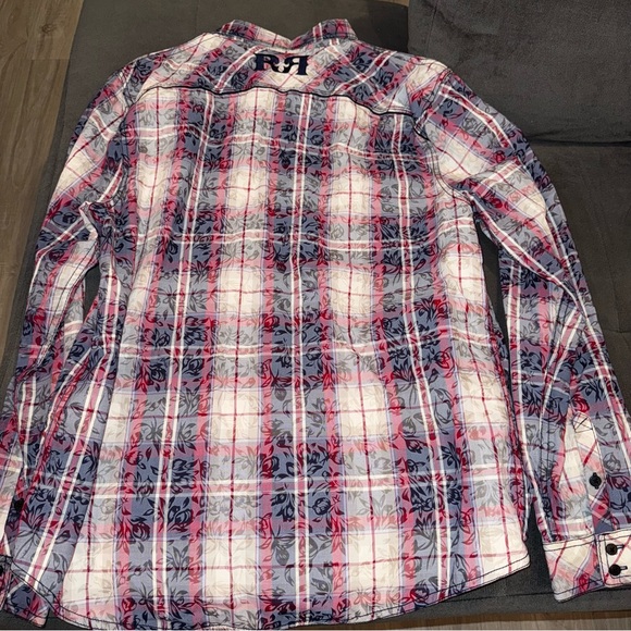 NWOT ROCK REVIVAL men's floral button-up in red/grey Sz.XL - Picture 4 of 7